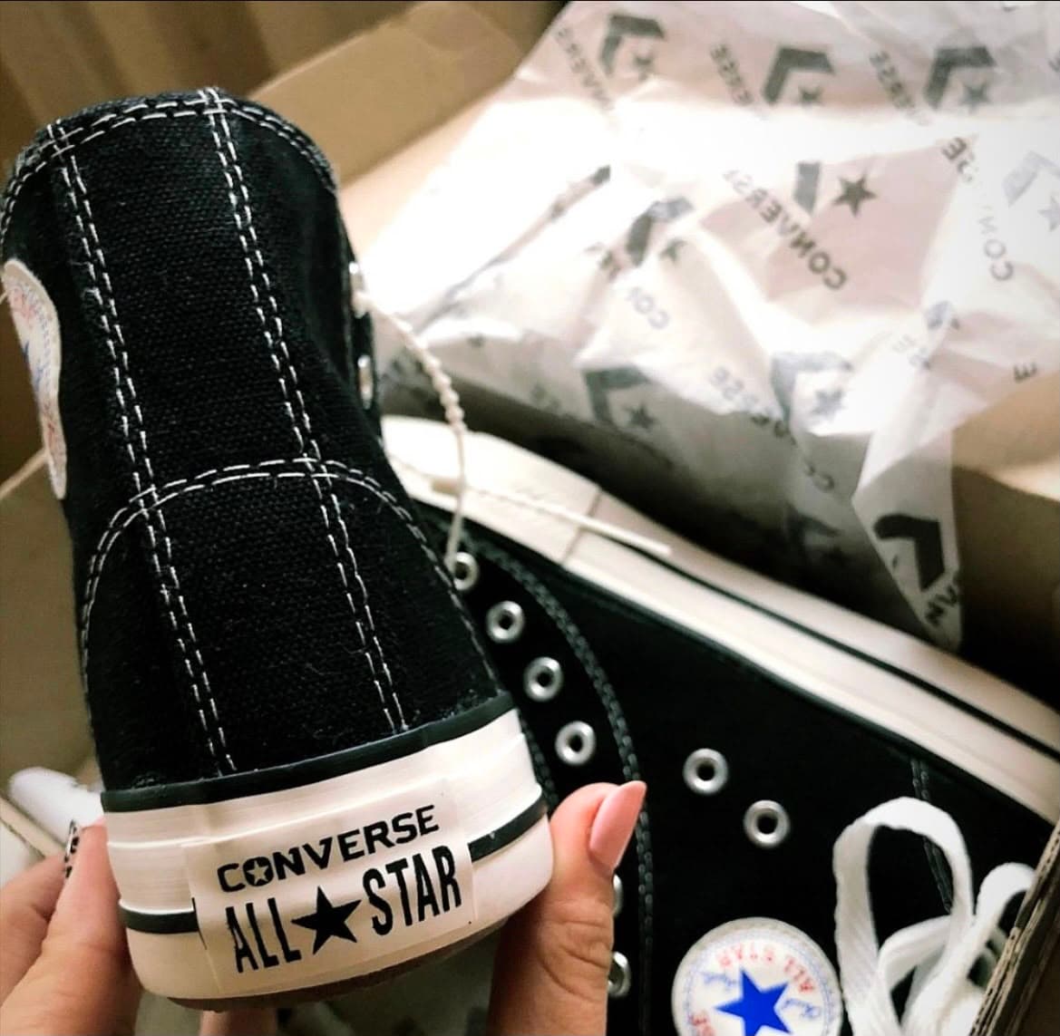 Botita Converse Caña Alta Lona Negro Premium