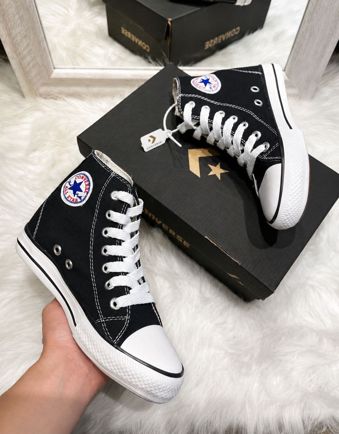 Botita Converse Caña Alta Lona Negro Premium